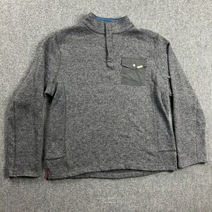 Woolrich Fleece Jacket Mens‎ Large Gray Snap Mock Neck Pocket 100% Polyester